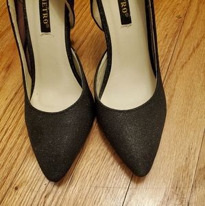 Black Glitter pump with 4 inch heel